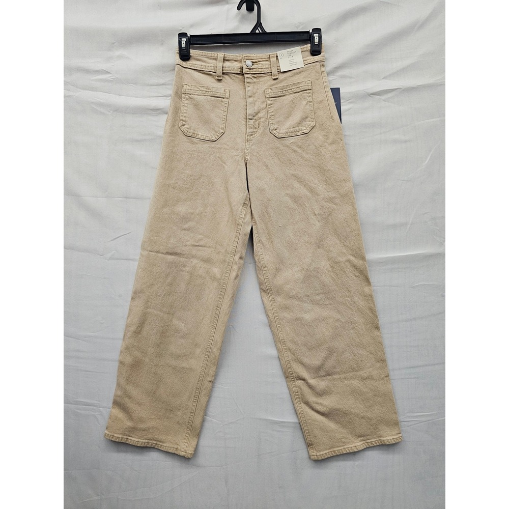 Universal Thread Womens Sailor Straight Leg Pants Tan Cotton Blend Casual Size 6
